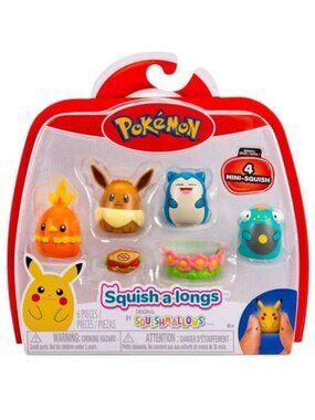 Pokémon Squish-a-longs 4-pack - Eevee, Snorlax, Bellibolt, Torchic
